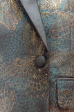 Blazer de fiesta con solapa chal jacquard azul oscuro