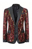 Lentejas rojas brillantes Chal Solapa Blazer de fiesta para hombre