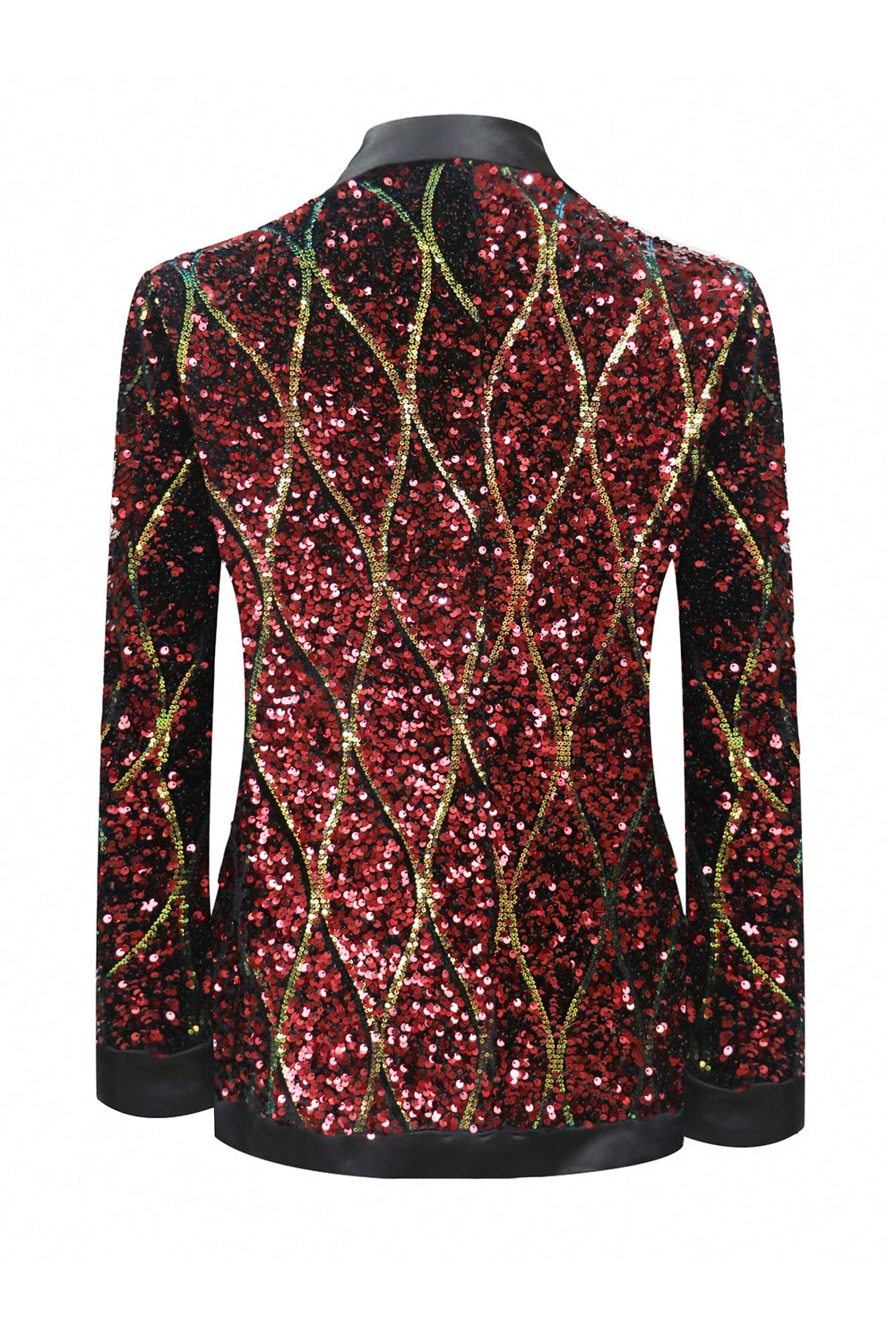 Lentejas rojas brillantes Chal Solapa Blazer de fiesta para hombre