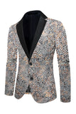 Blazer de hombre con solapa de muesca con estampado de leopardo