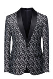 Blazer de hombre con estampado de solapa y chal negro