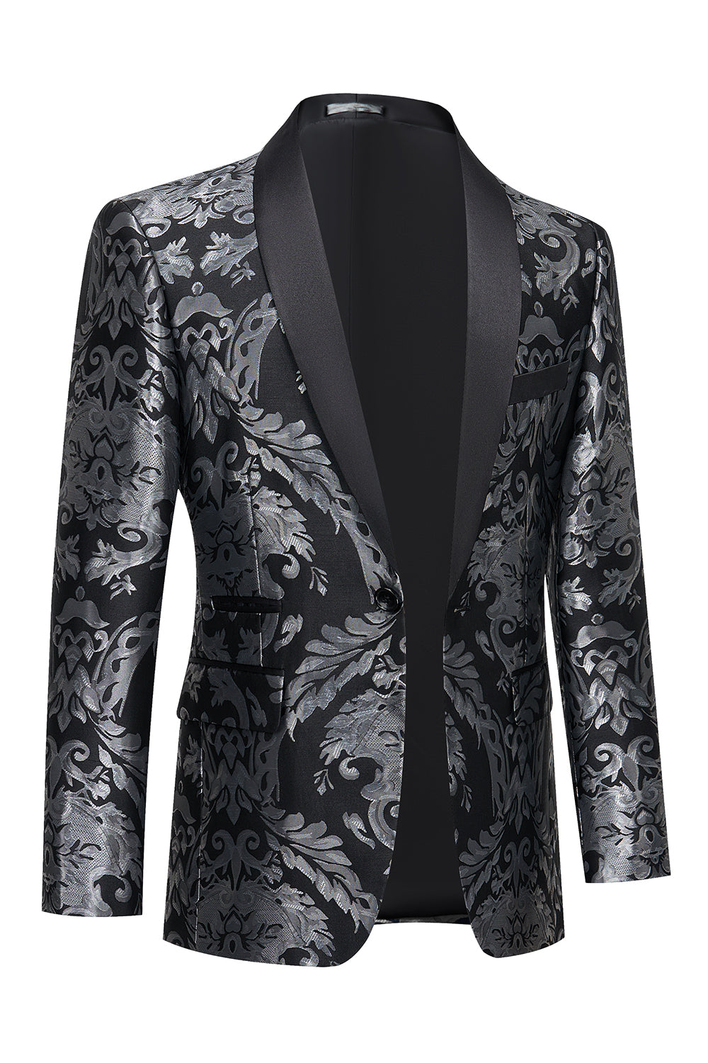 Blazer de fiesta negro con botonadura sencilla para hombre
