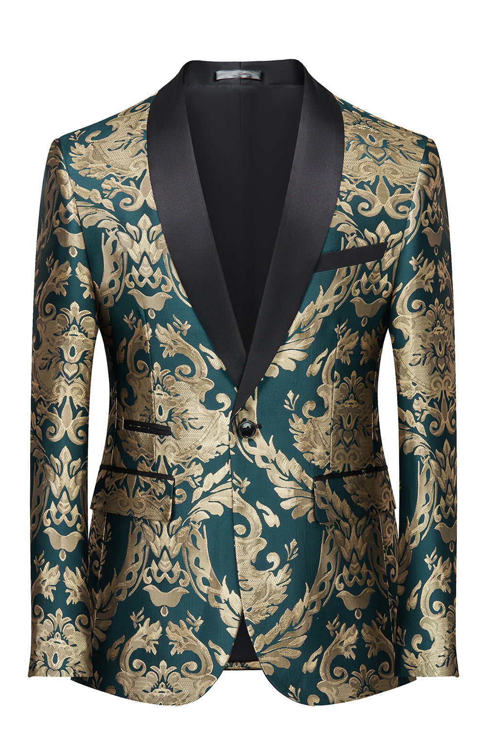 Blazer de fiesta para hombre verde oscuro con bordados