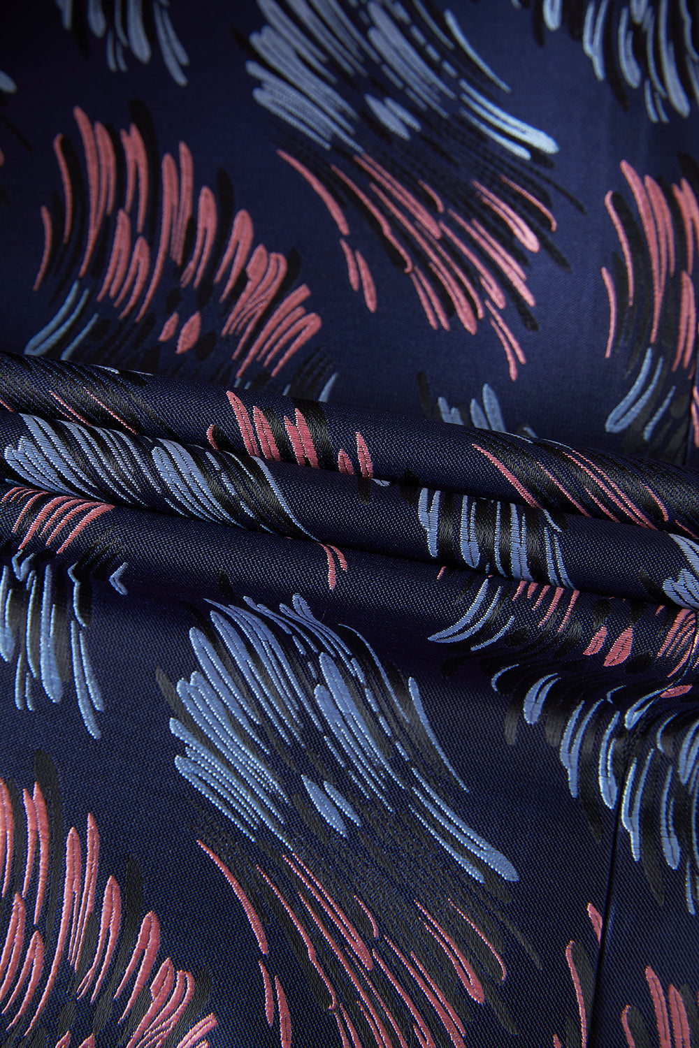 Jacquard Azul Oscuro 2 Piezas Chal Solapa Trajes de Hombre