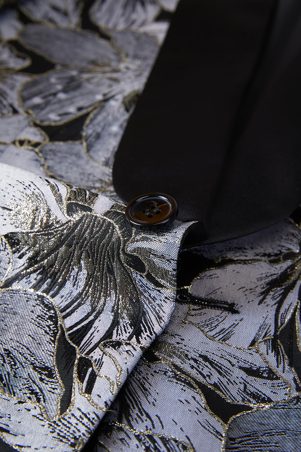 Chal Jacquard Gris Solapa Traje Hombre 2 Piezas