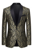 Blazer de hombre con solapa chal de jacquard dorado
