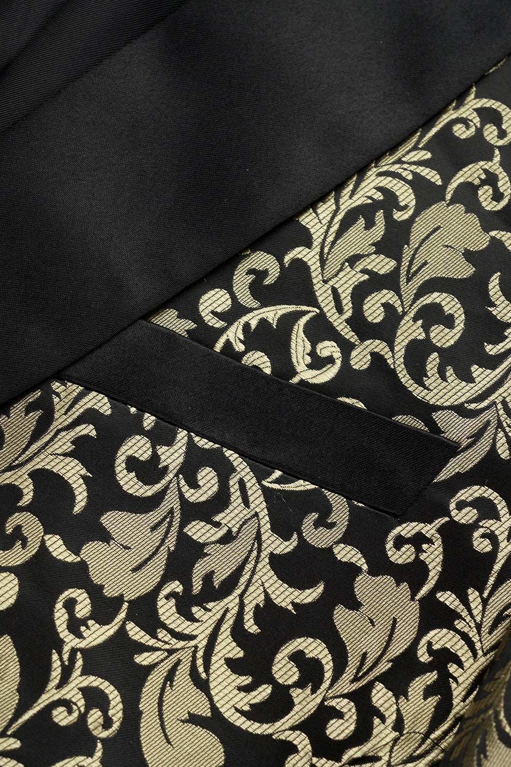 Blazer de hombre con solapa chal de jacquard dorado