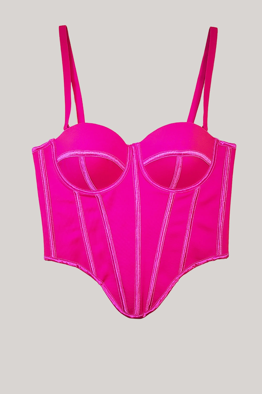 Tirantes de espagueti rosas dobladillo asimétrico Top de corsé