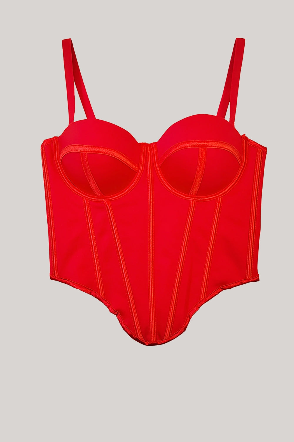 Tirantes de espagueti rosas dobladillo asimétrico Top de corsé