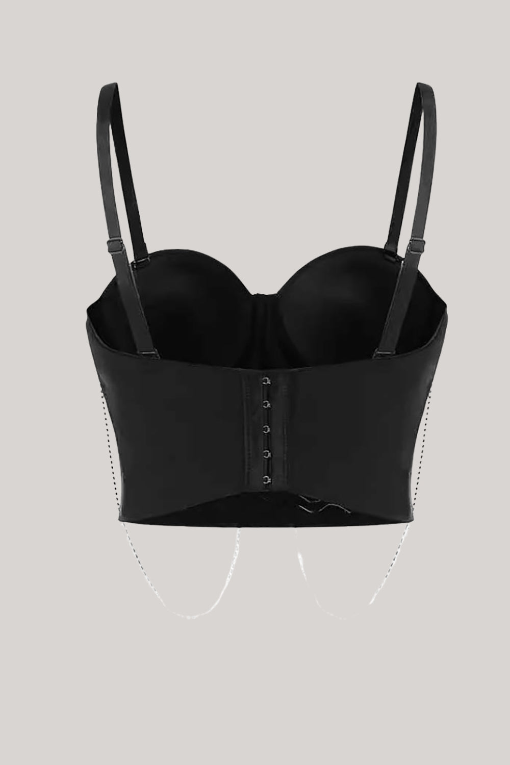 Top bustier de corsé de abalorios negros brillantes