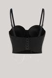 Top bustier de corsé de abalorios negros brillantes