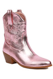 Botas vaqueras doradas de tacón grueso bajo