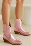 Botas vaqueras doradas de tacón grueso bajo