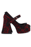 Zapatos negros de tacón cuadrado con plataforma y punta cerrada
