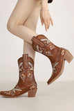 Botines vaqueros de tacón chuncky bordados negros