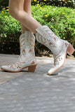 Botines vaqueros de tacón chuncky bordados negros