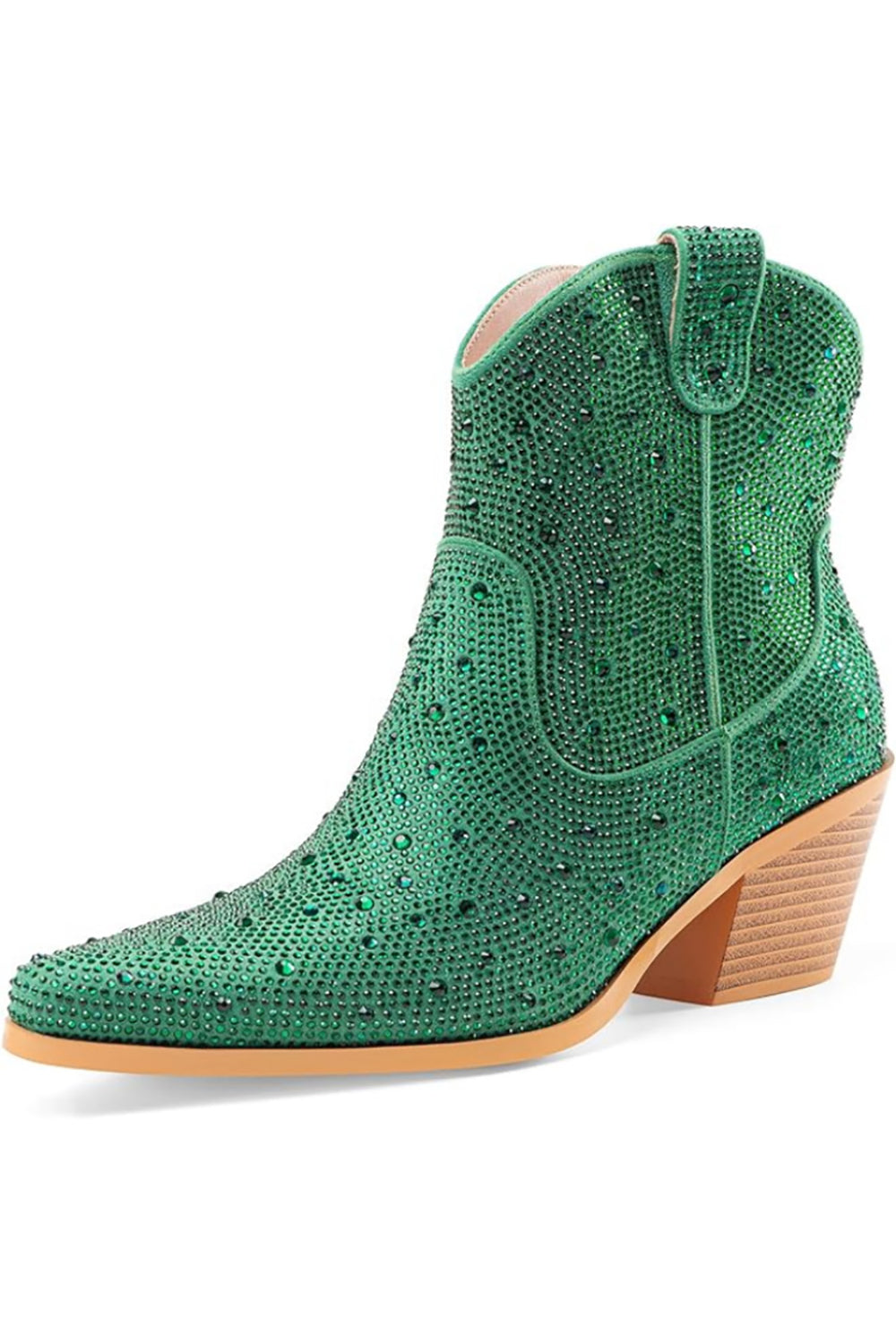 Botines vaqueros negros de pedrería en contraste de color