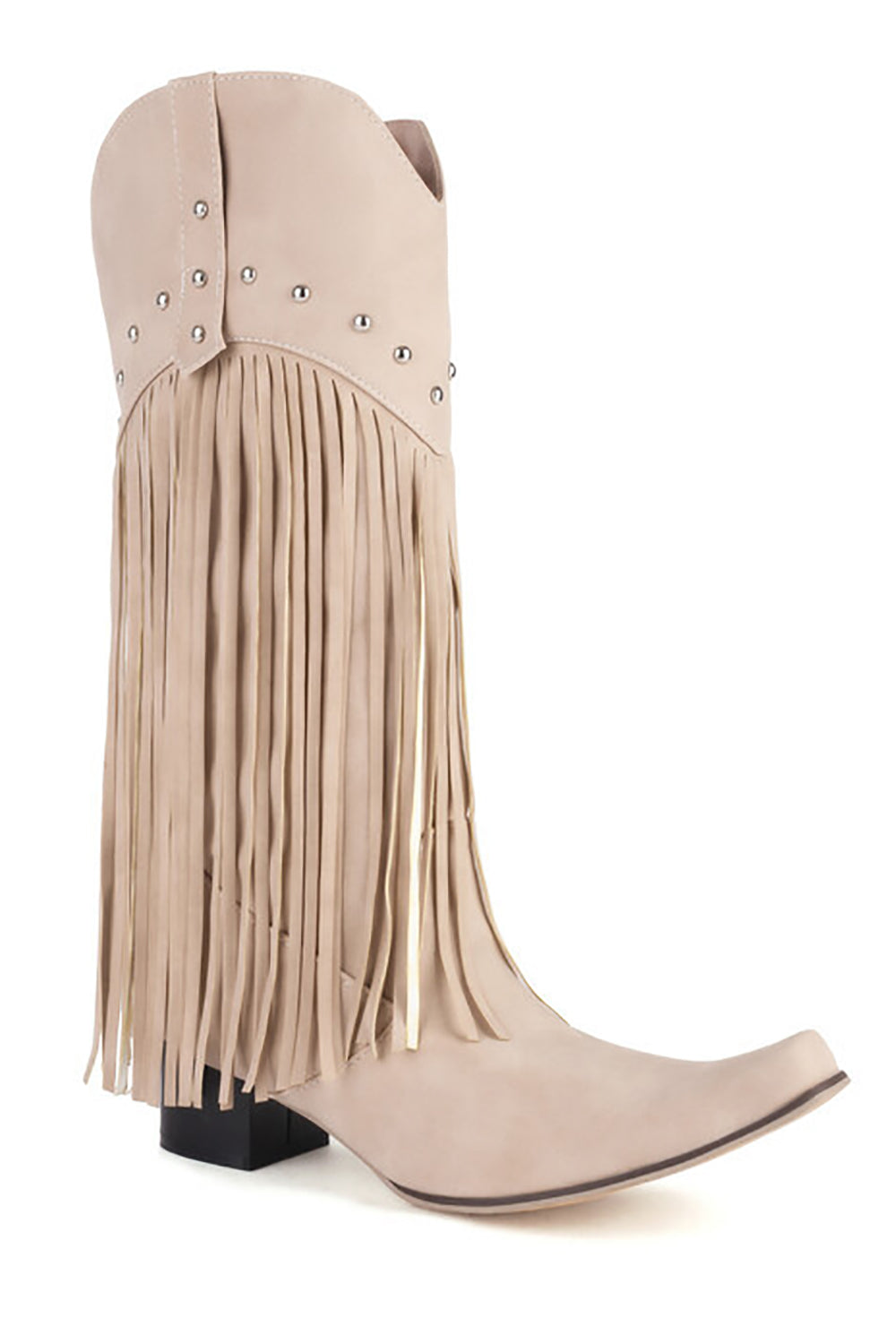 Botas de tacón alto con borla de ante de color sólido negro de moda