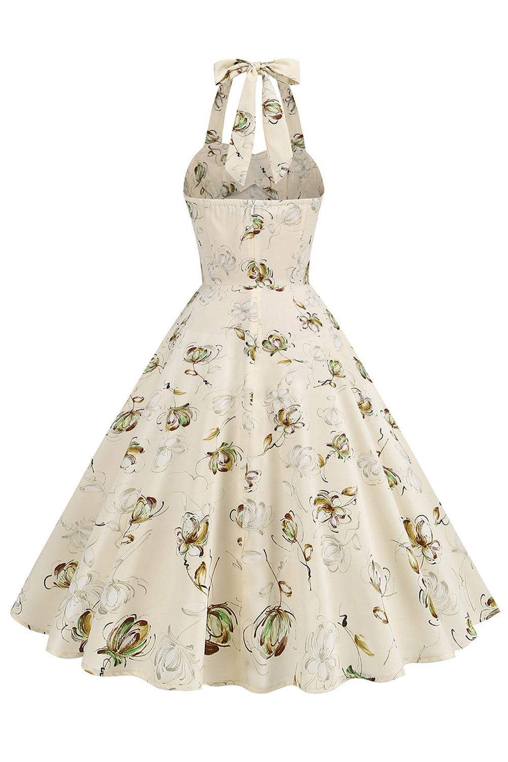 Vestido corto halter a cuadros de rejilla negra de la década de 1950
