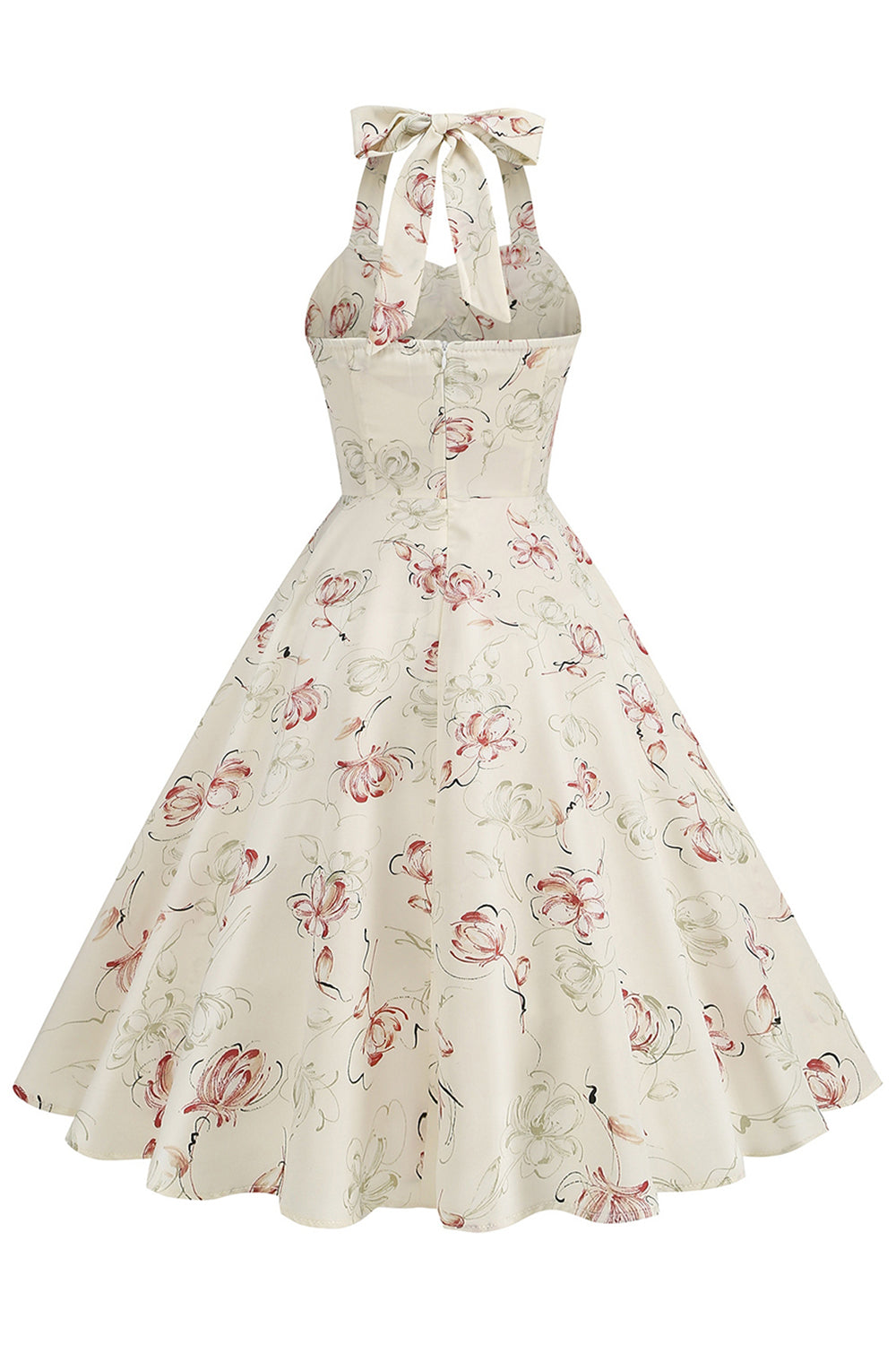 Vestido corto halter a cuadros de rejilla negra de la década de 1950