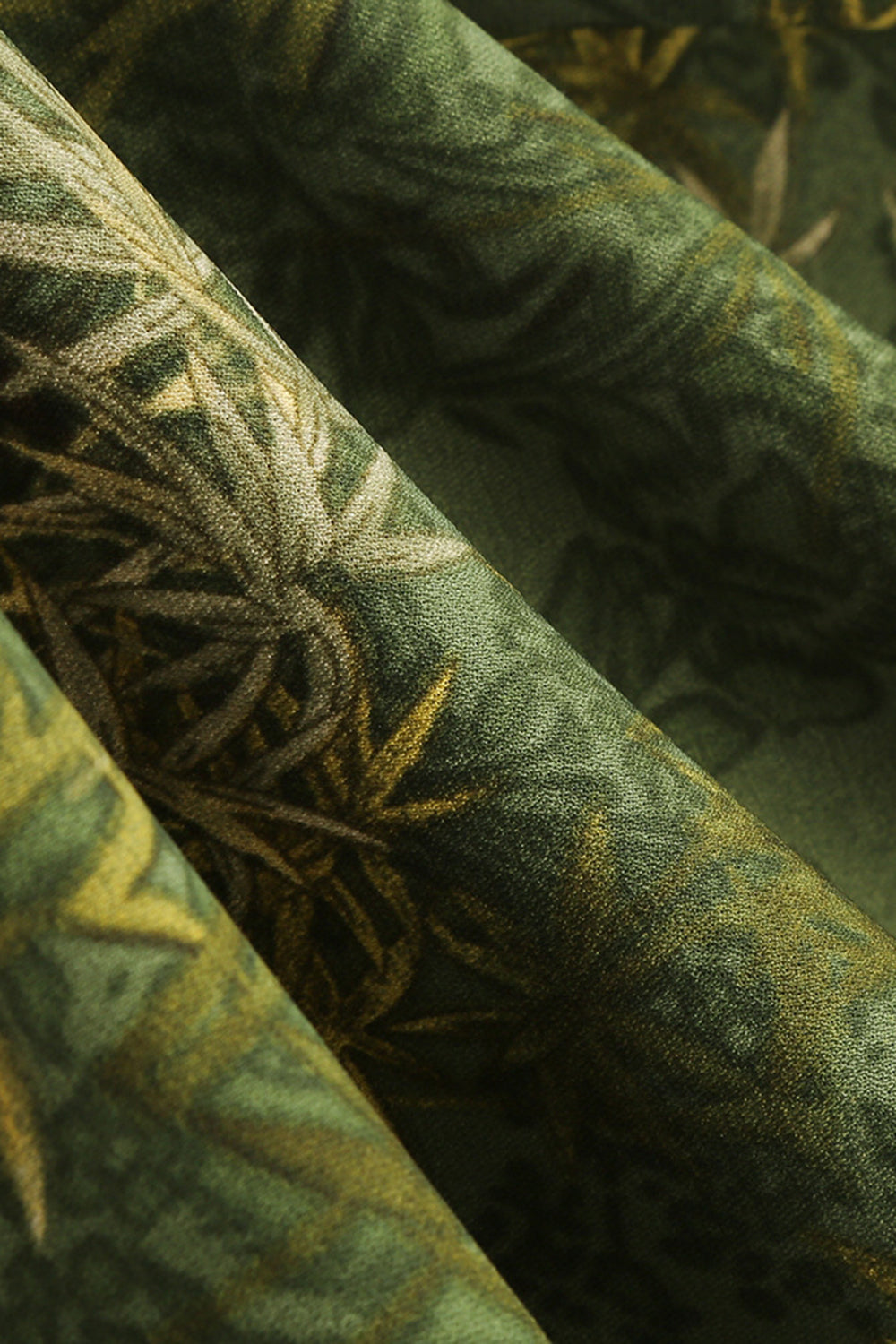 Falda de swing plisada floral verde militar de la década de 1950