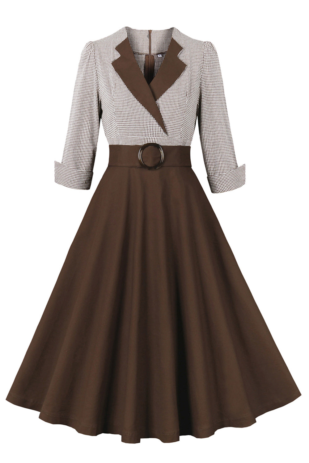 Cuello de solapa negra Vestido Vintage 1950s