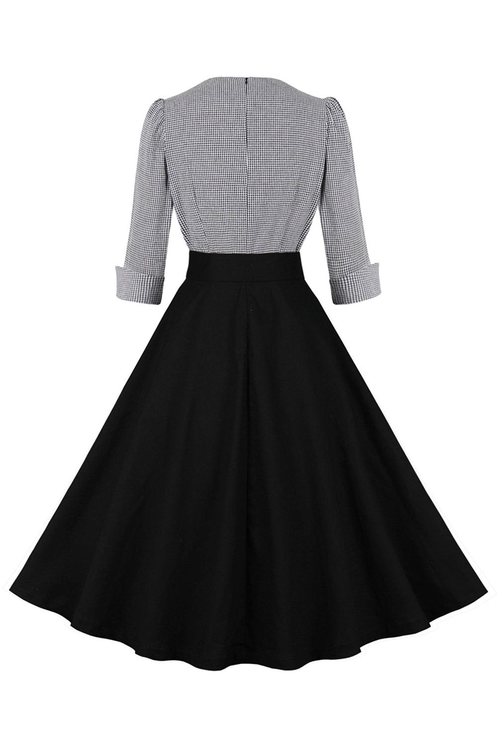 Cuello de solapa negra Vestido Vintage 1950s
