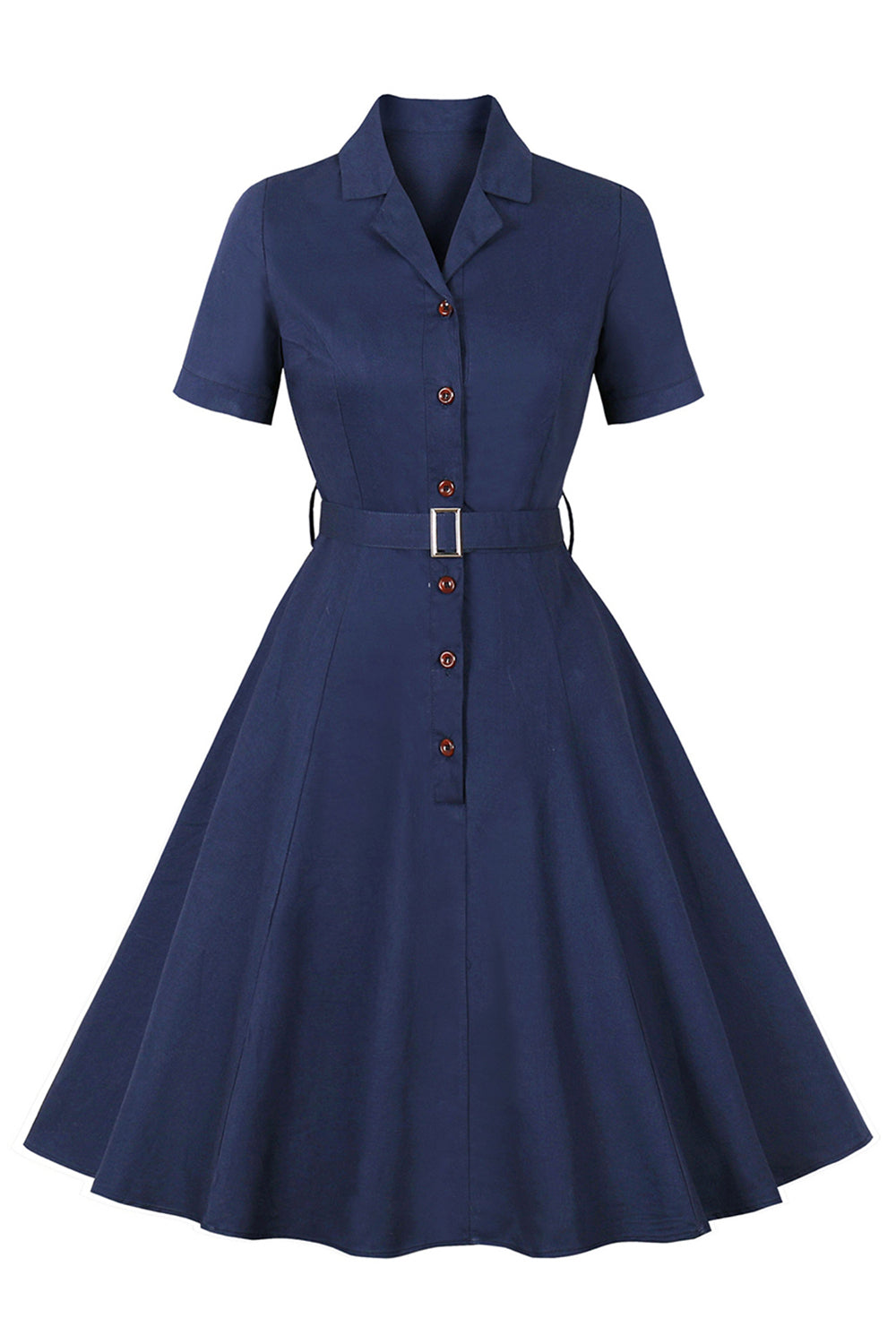 Vestido sencillo burdeos con cuello solapa vintage de la década de 1950