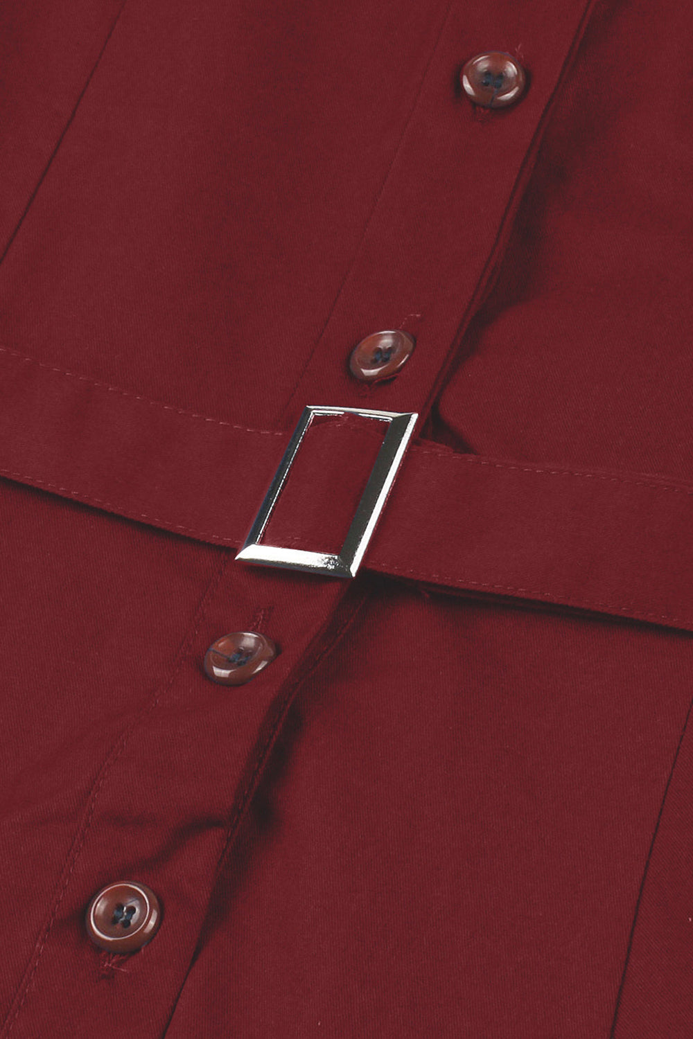 Vestido sencillo burdeos con cuello solapa vintage de la década de 1950