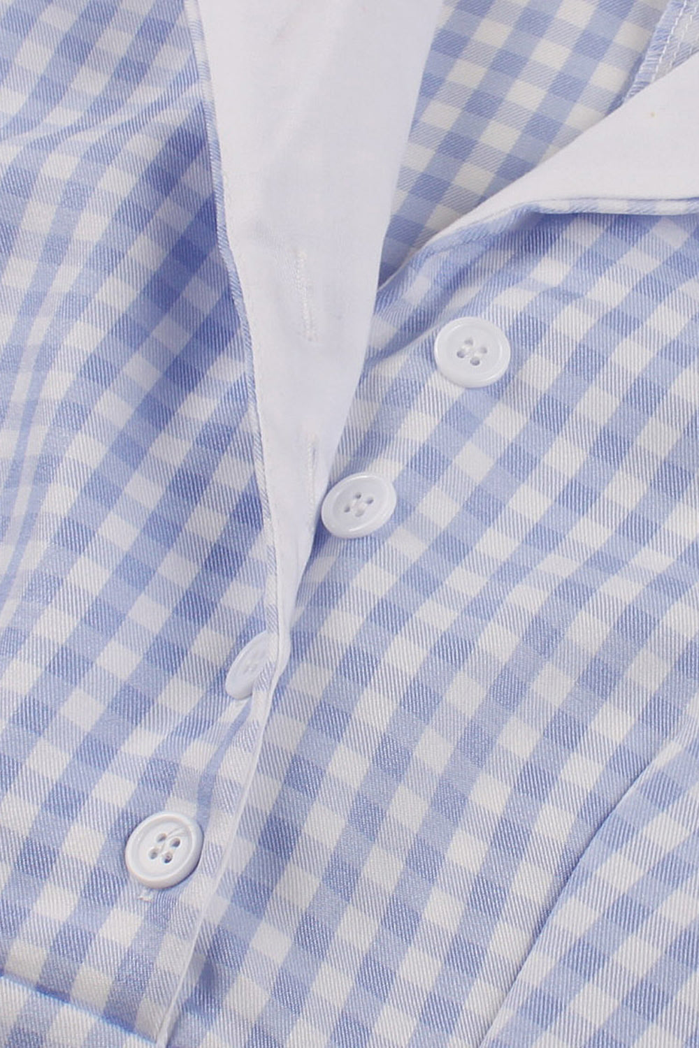 Vestido vintage de la década de 1950 a cuadros con cuello solapa azul