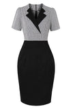 Cuello de solapa negra Vestido Vintage 1950s