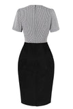 Cuello de solapa negra Vestido Vintage 1950s