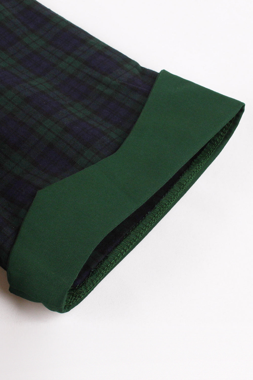 Vestido de swing con cinturón a cuadros verde marino de la década de 1950