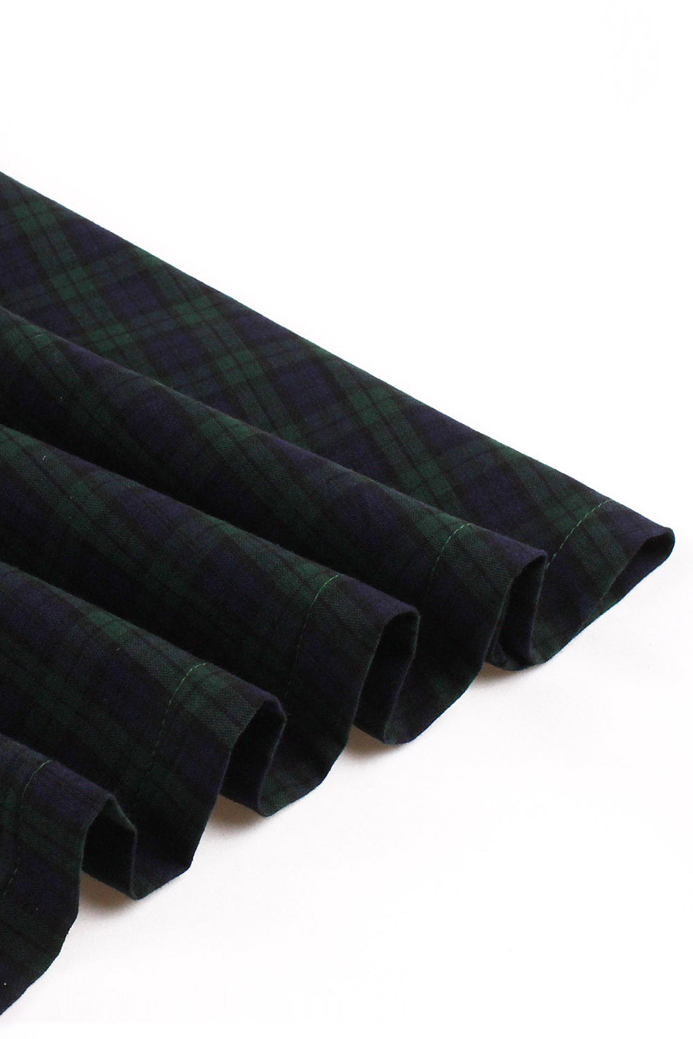 Vestido de swing con cinturón a cuadros verde marino de la década de 1950