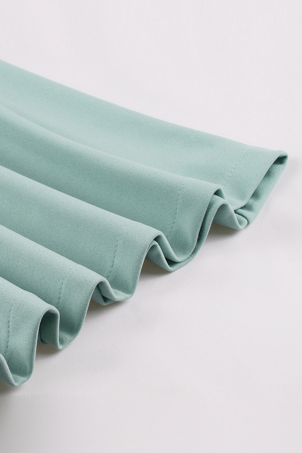 Vestido retro de manga corta con volantes verdes de la década de 1950