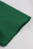 Vestido asimétrico con volantes de la década de 1950 en verde oscuro con lazos