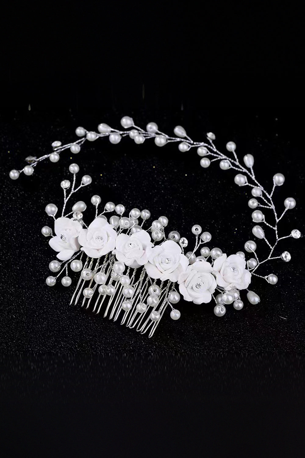 Flor de perla Cerámica flor Har peine Pelo Banda de pelo Diadema de novia hecha a mano