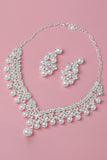 Perla Rhinestone Colgante Collar Pendientes Tiara Conjunto de Joyería