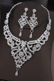 Conjunto de collar de vidrio brillante vintage de plata para fiesta de bodas