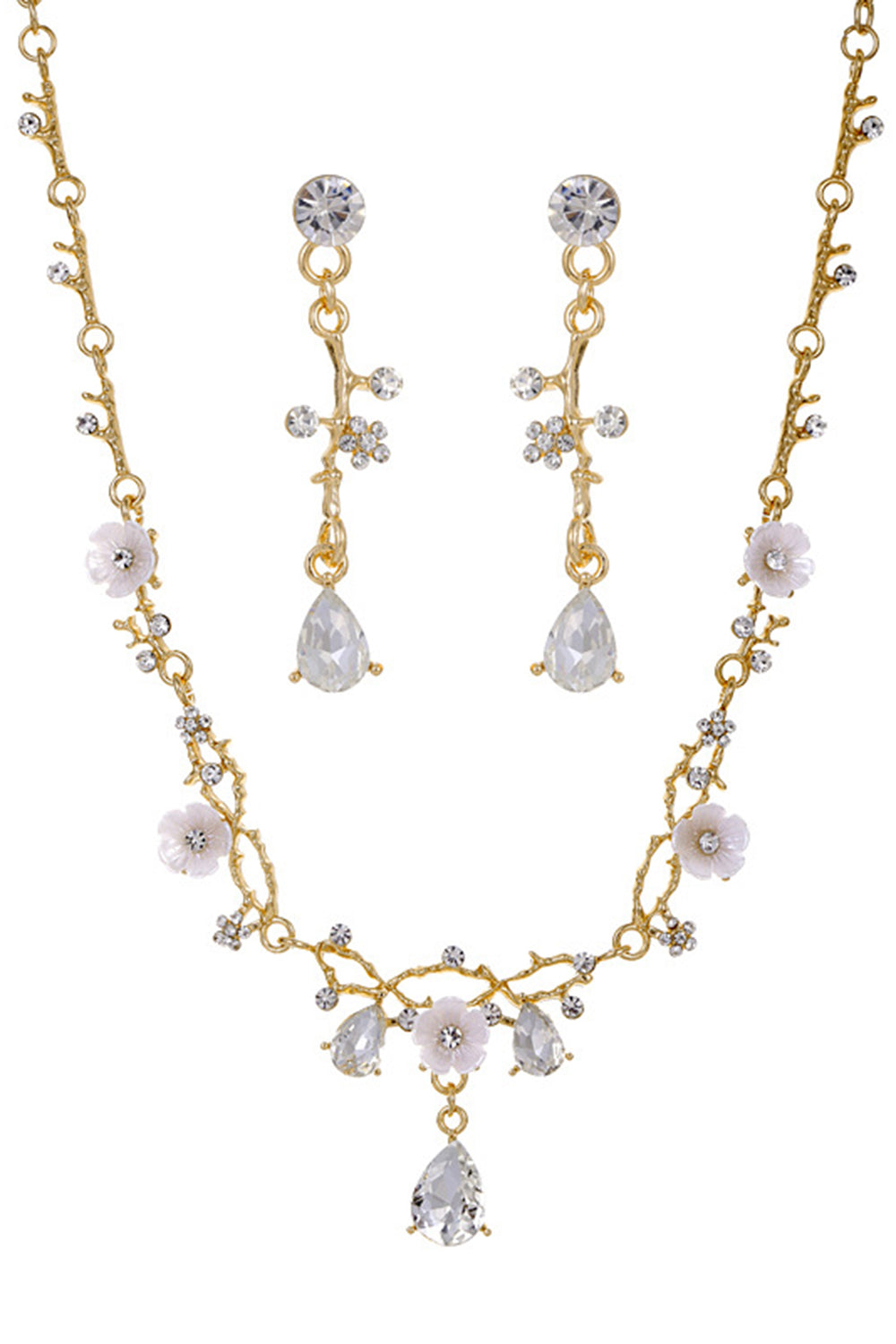 Conjunto de pendientes de collar de novia dorado para boda