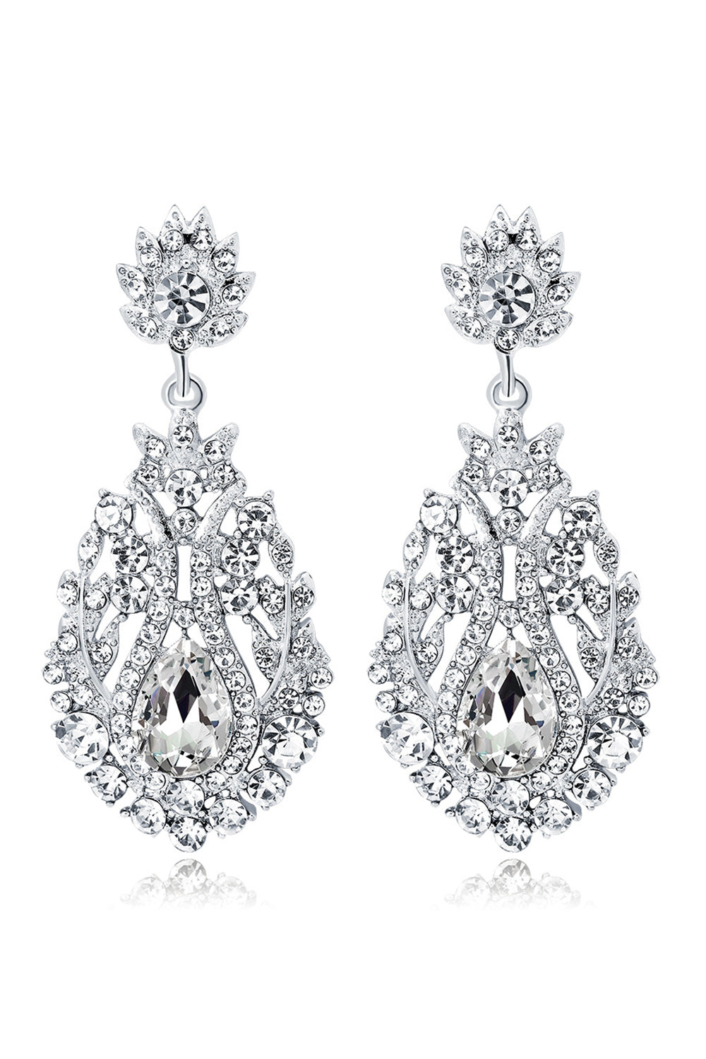 Pendientes de boda nupciales de cristal blanco