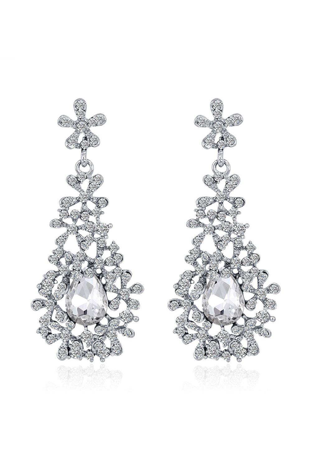 Boda nupcial colgante blanco Pendientes de flores