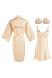 Conjunto de vestido de noche de damas de honor para la fiesta de bodas de pijama de novia burdeos
