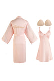 Conjunto de vestido de noche de damas de honor para la fiesta de bodas de pijama de novia burdeos