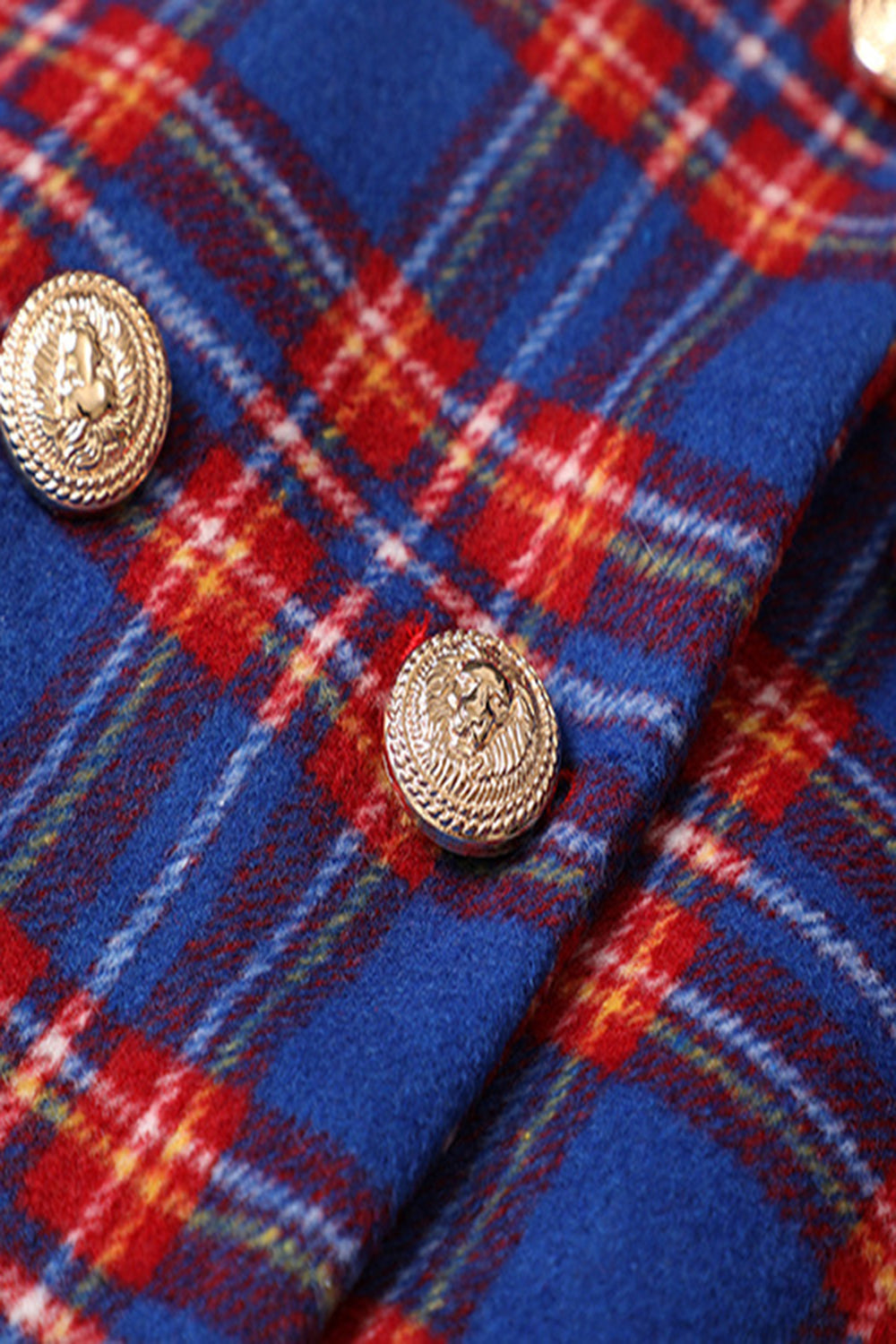 Blazer de mujer a cuadros cruzados rojo azul