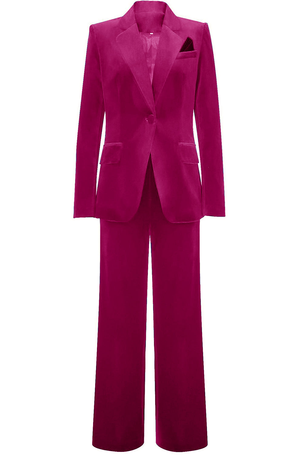 Trajes de mujer de terciopelo azul real con un solo botón