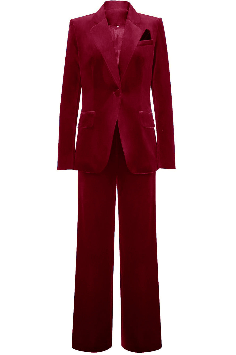 Trajes de mujer de terciopelo azul real con un solo botón