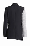 Plata Negro Solapa de Pico Slim Fit Blazer Mujer