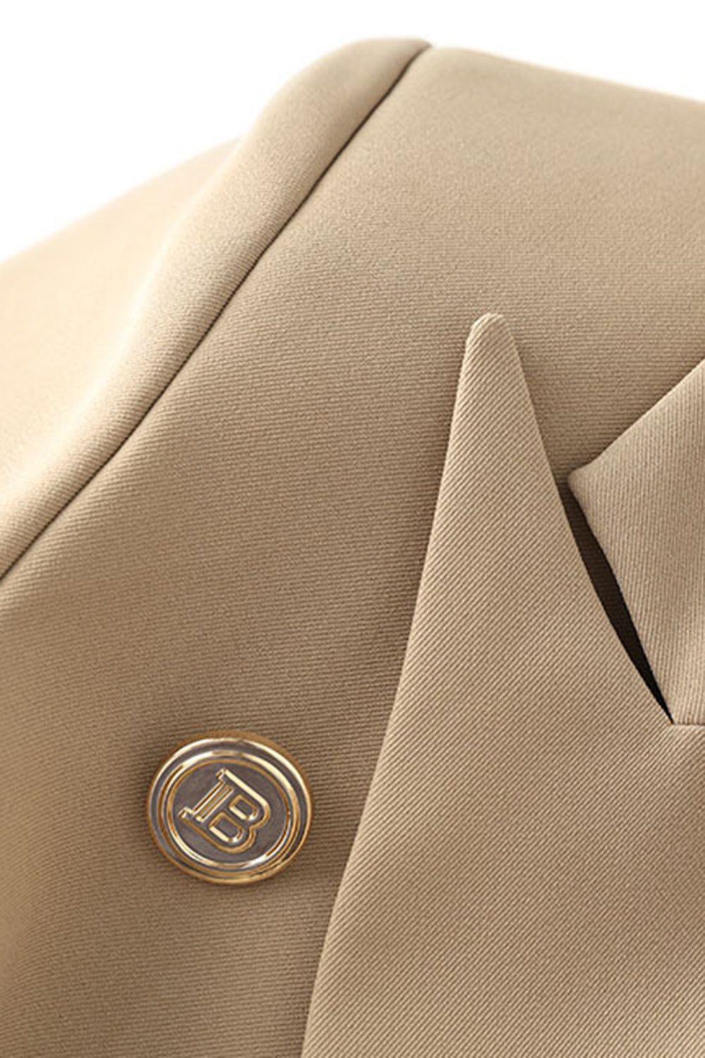 Blazer de mujer con solapa de pico marrón claro Slim Fit con cinturón