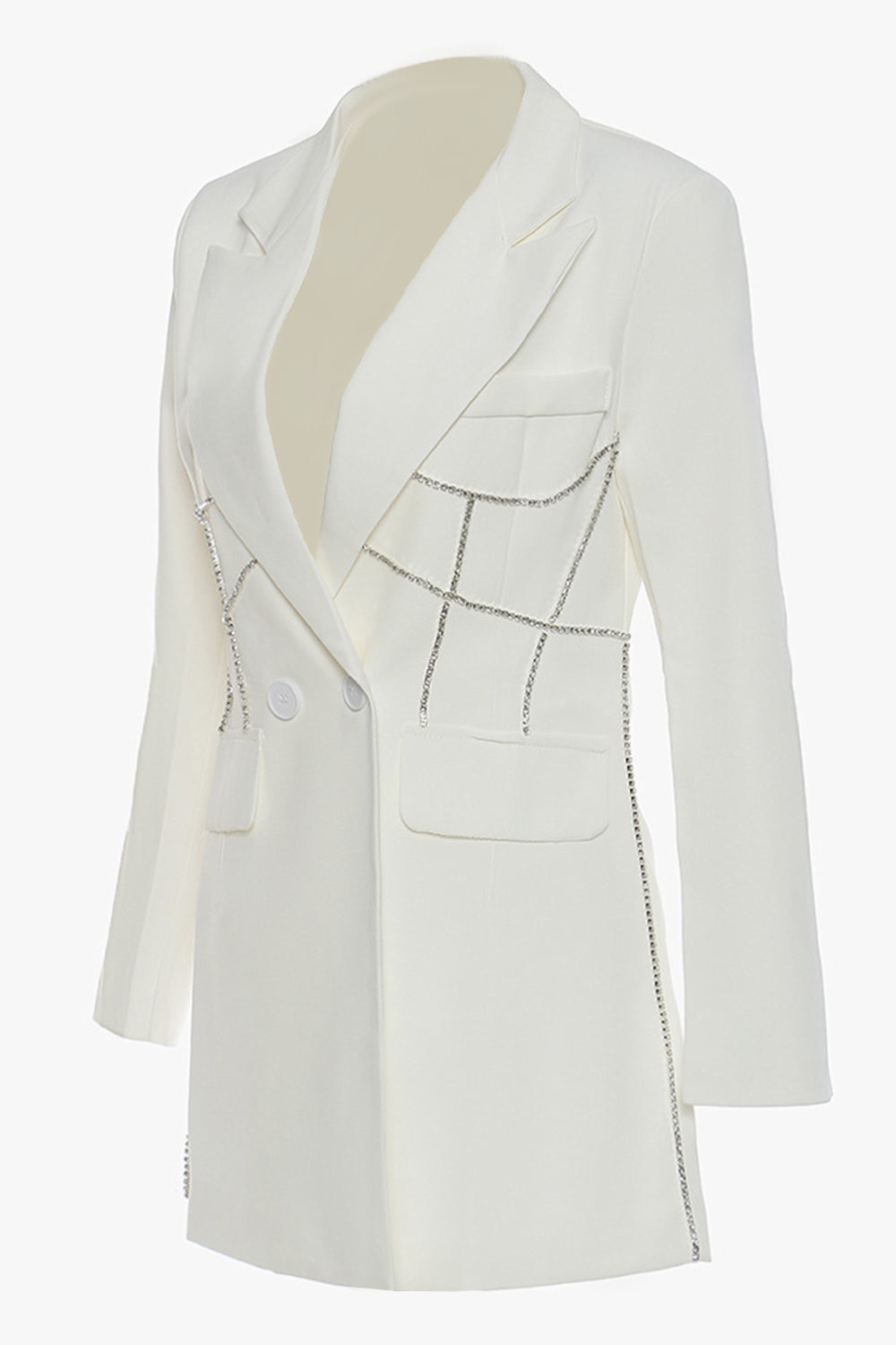 Blazer de mujer con solapa de pico negro y abalorios